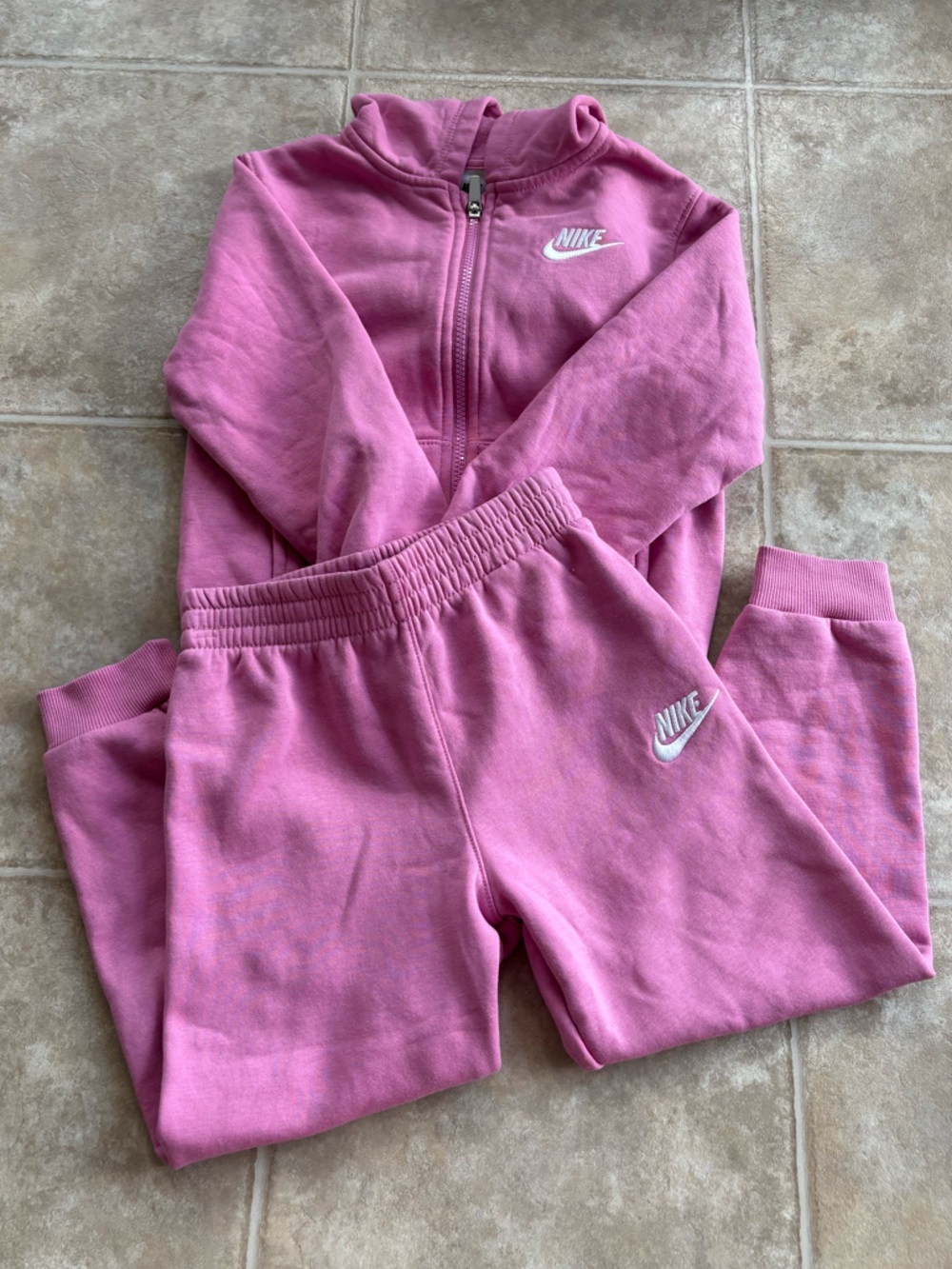 Nike Kids Pink Zip Hoodie & Jogger Sweatpants Set